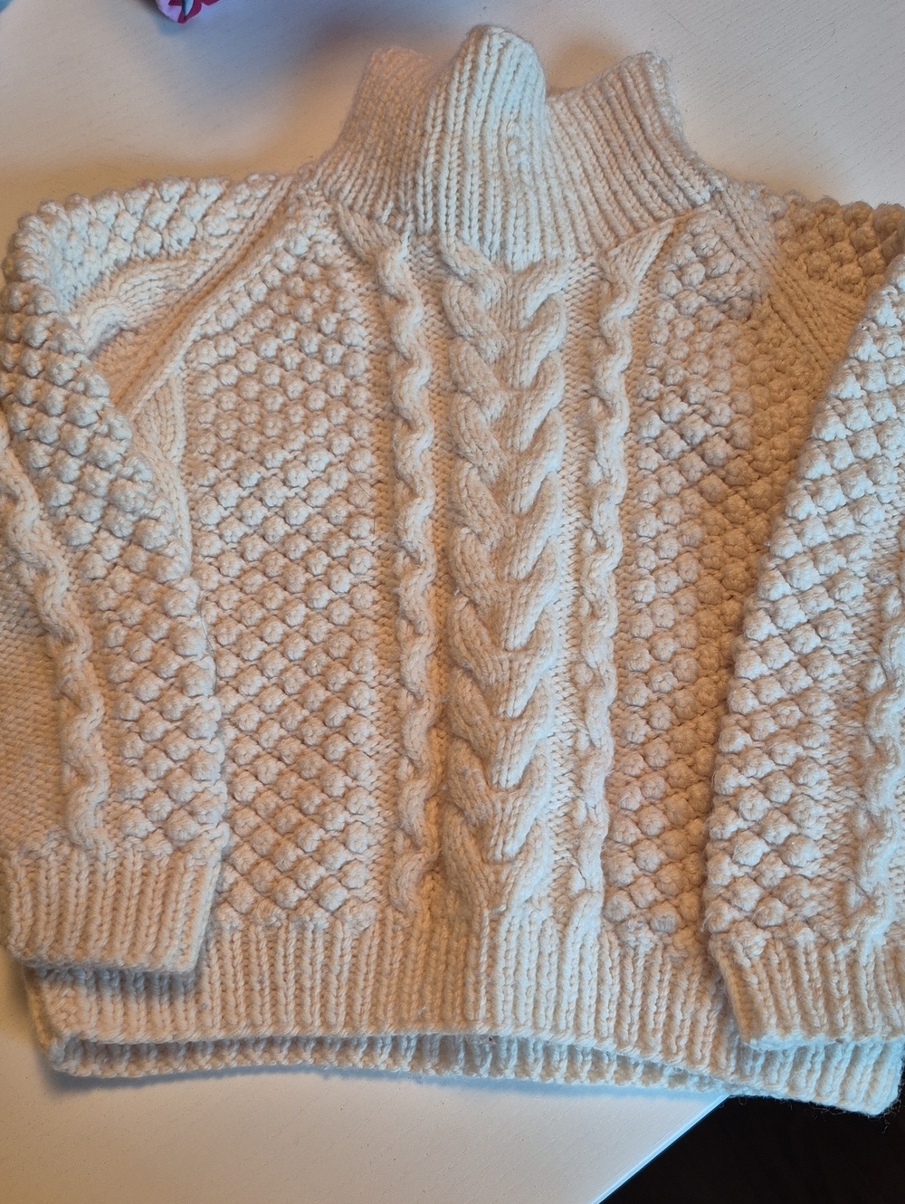 Cream Cable Knit Turtleneck Sweater